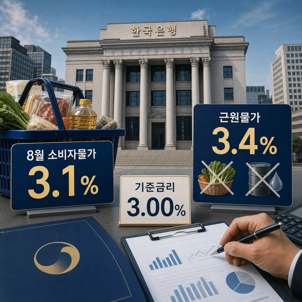 8월 소비자물가 3.1%보다 높은 근원물가 3.4%, 한국은행이 마주한 두 물가